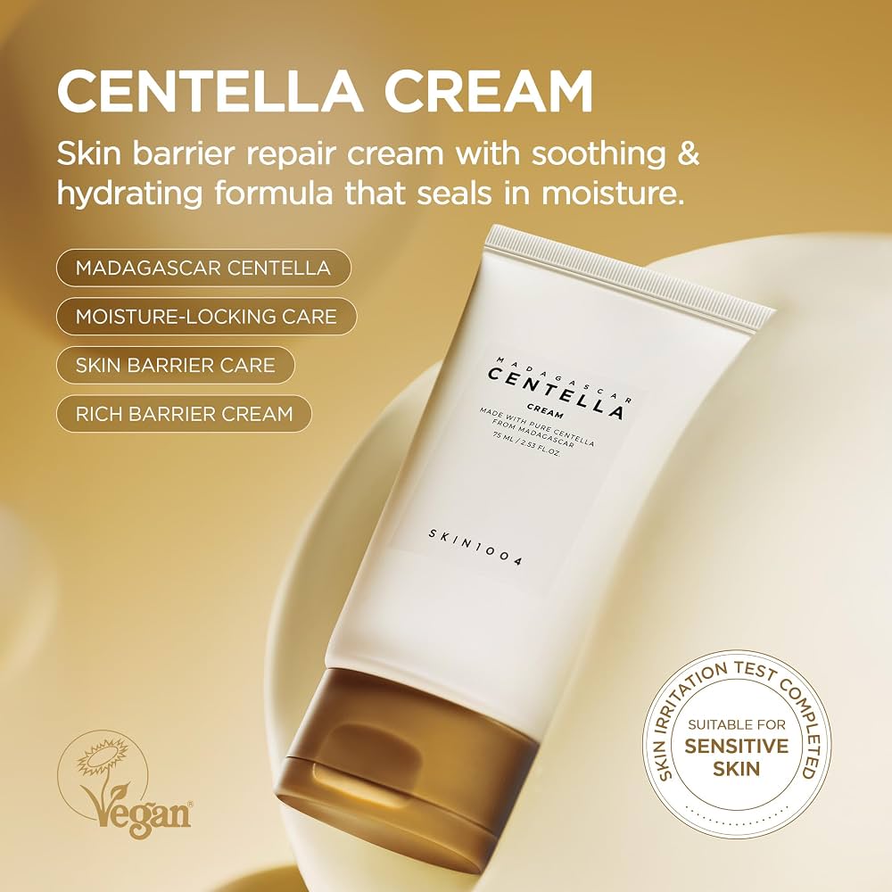 SKIN1004 Madagascar Centella Cream 75ml for soothing hydration and skin barrier care