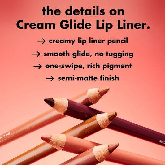 Cream Glide Lip Liner pencils in multiple shades on a coral background