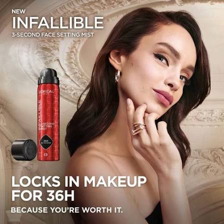 L'Oreal Paris Setting Spray, Infallible Setting Mist, up to 36hr Wear, 75ml